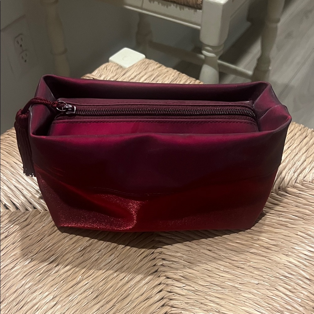 Yves Saint Laurent Burgundy Leather Cosmetic Pouch